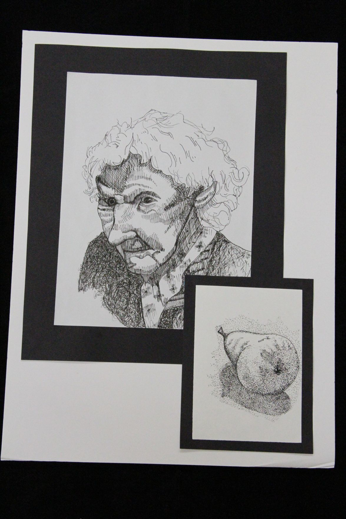 Old woman and pear